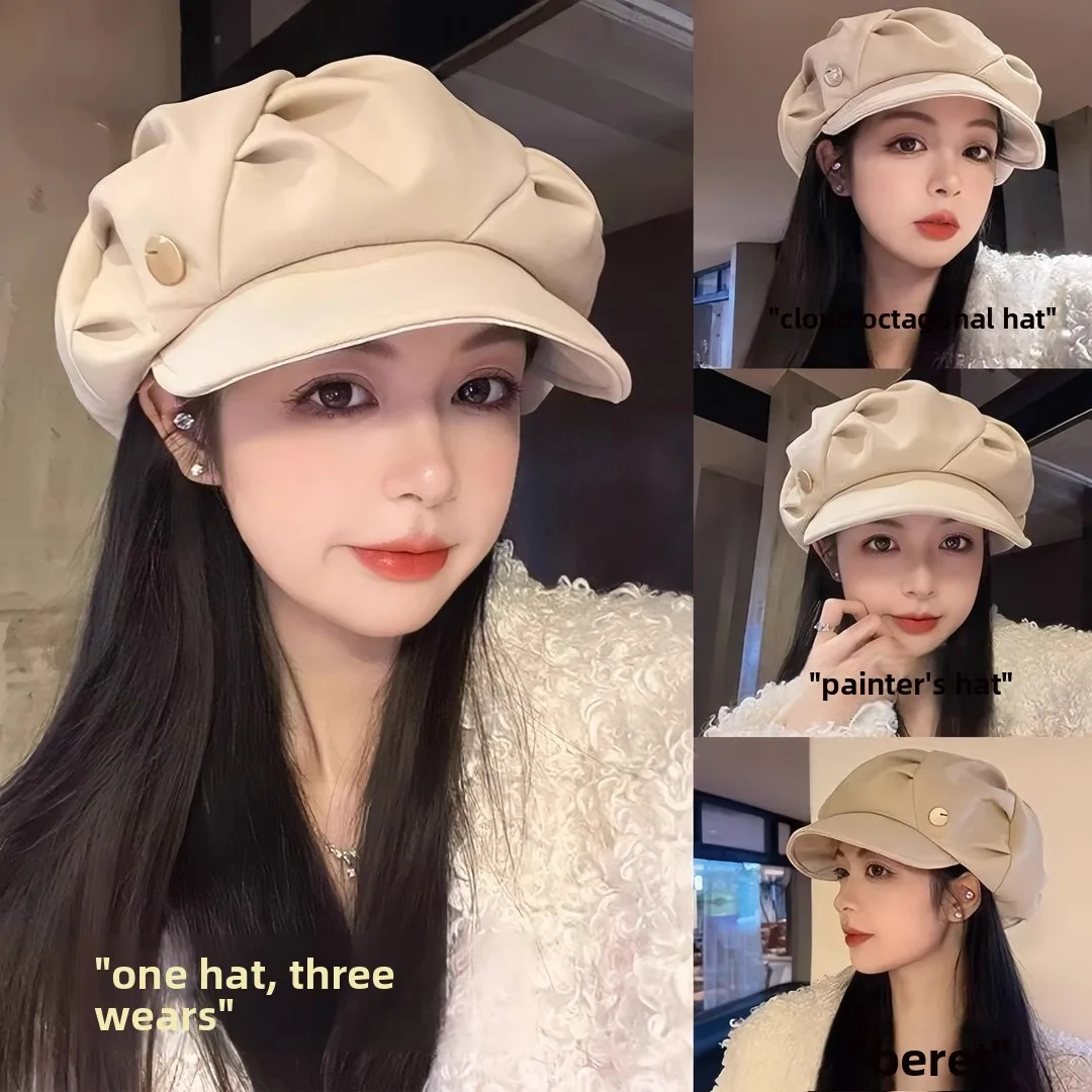 UV Protection Women s Beret Hat Spring Autumn Japanese Style Large Head Circumference Face Slimming Sun Protective for Daily