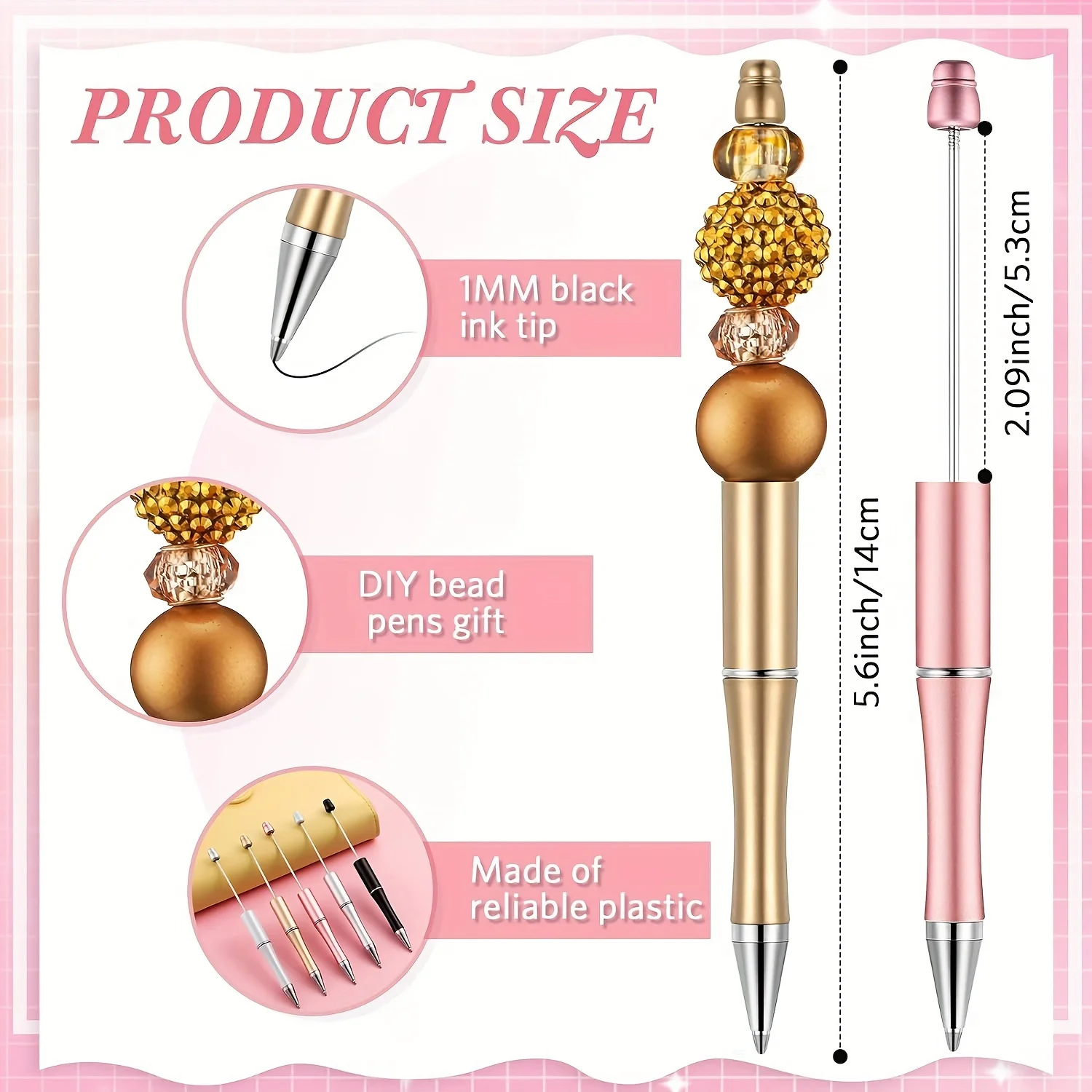 3/12 قطعة من أقلام الخرز - أقلام خرز بلاستيكية للطلاب والمدارس والمكاتب، مثالية للمشروعات اليدوية والهدايا