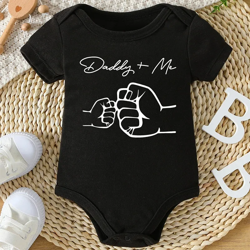 Newborn Baby Boys Girls Clothes Infant Daddy and Me Print Funny Short Sleeve Bodysuit Summer Romper Infant Jumpsuit