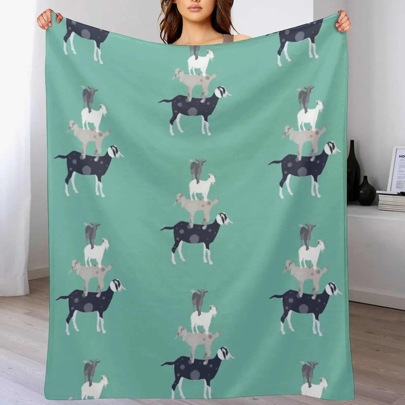 

Goat Stack Throw Blanket Faux Fur Soft Warm Blanket for Bed