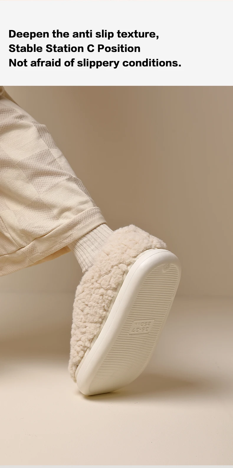 Niedliche Schleifen-Winterhausschuhe für Damen, flauschige Lammfell-Hausschuhe, weiche Plüsch-Warmstiefel mit vollständiger Fersenumhüllung, dicke Sohle, Indoor-Mules. – Detail 8