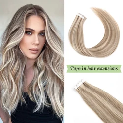 Neitsi Mini Tape Ins extensiones de cabello, adhesivo Natural Real, cabello humano liso de 12 