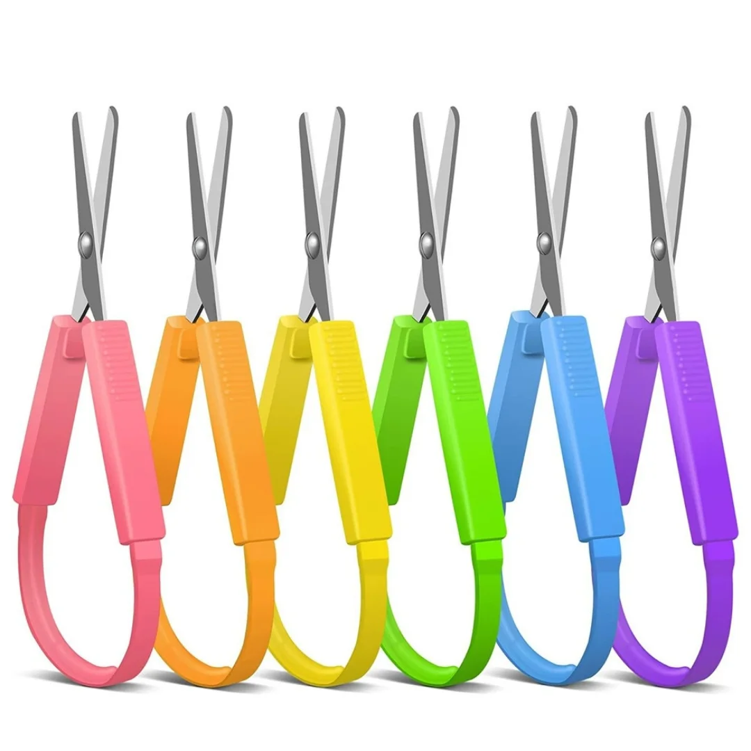 New Safe Loop Scissors with Automatic Rebound Children's Stationery,Craft,Office,Paper-Cutting Scissors Self-Opening Scissors