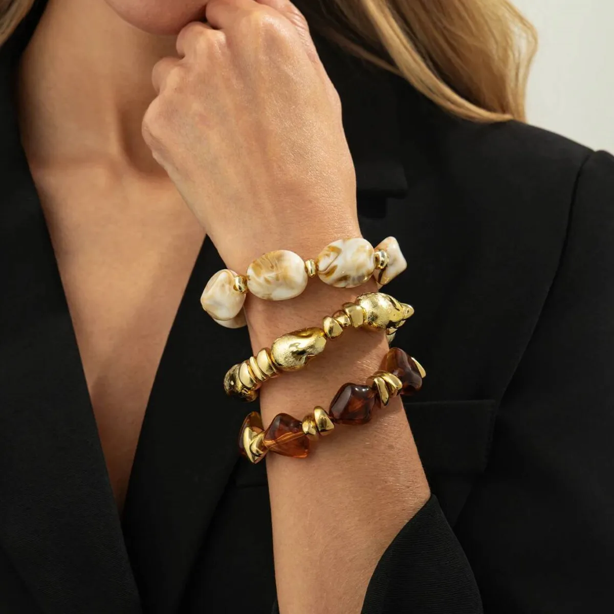 PuRui Kreative Vintage Acrylharz CCB Perlenarmbänder für Frauen Tägliche Party Charm Schmuck Zubehör Auf Hand Geschenk 2026 Neu