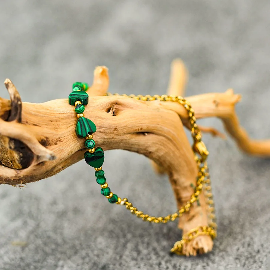 Exquisite Natural Stone Beaded Bracelet for Women Adjustable Gold Color Chain Indian Agates Crystal Elegant Party Jewelry Gift