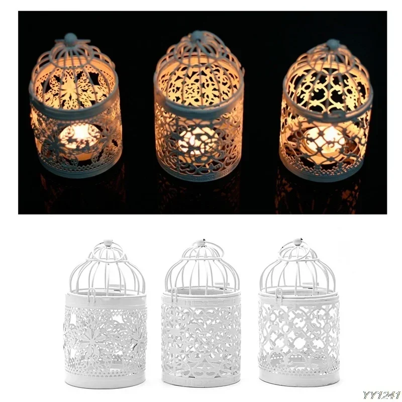 1pc Creative candelabros Hollow Hanging Bird Cage Candle Holder Candlestick Lantern Bridal Decor Vintage Candlesticks Home Decor