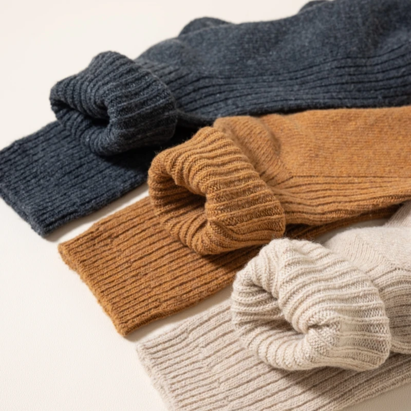 3 Pair Winter Thick Warm Men's Wool Socks High Quality Harajuku Retro Merino Wool Casual Socks Large Size Long Socks