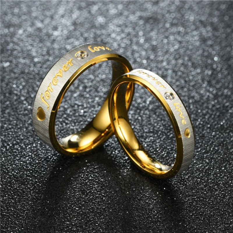 Neuer Forever Love Paar-Ring für Damen und Herren, Herz-Edelstahl-Ehering, modischer Verlobungs- und Party-Schmuck – Detail 4