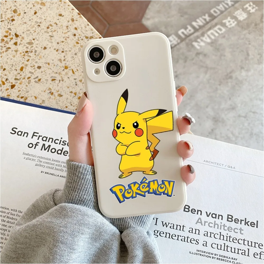 P-Pokemon P-Pikachu Phone Case For Iphone 11 13 14 Pro Max X Xr Xs Max Se2020 12mini White Cover Case