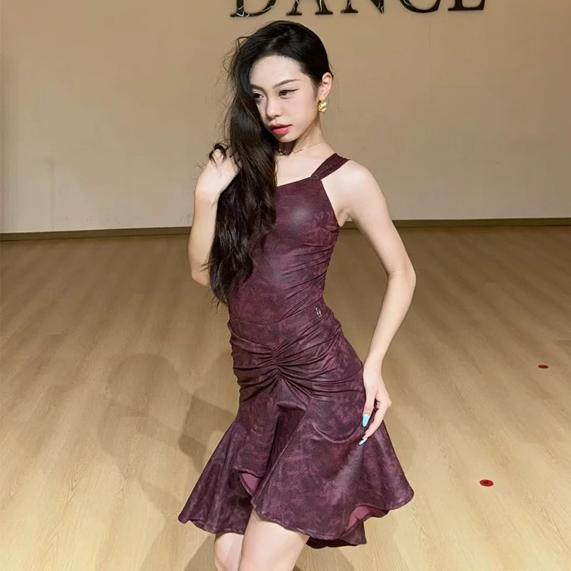 ラテンダンス衣装女性パフォーマンス服大人ラテントップススカートルンバチャチャダンス競技練習ドレス BL16910