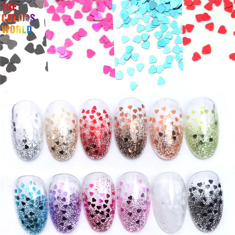 TCT-885  Love Heart Nails Glitter Sequin 1MM Smallest Size Valentine's Day Decoration Gel Polish Paillette Manicure Accessories