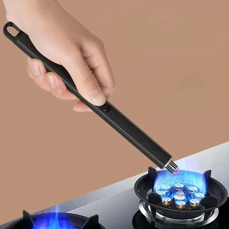 Creative Metal Flameless Electric Pulse Arc Plasma Lighter USB Rechargeable Lighter Outdoor Kitchen Barbecue Ignition