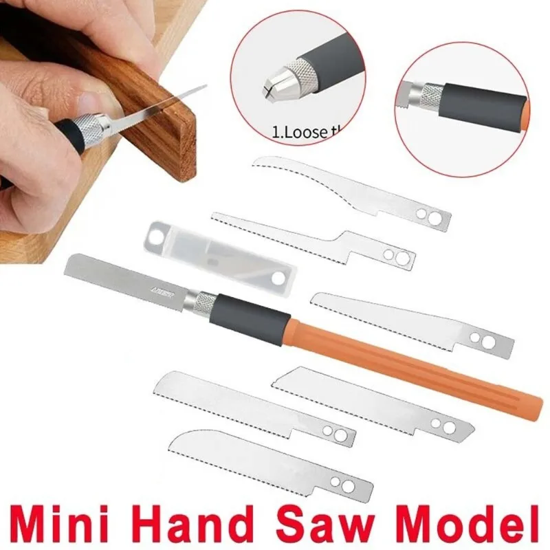 

Mini Saw Knife Hobby Precision DIY Miniature Hand Saw Model Craft Tools With 8 Blades