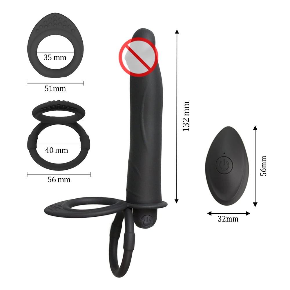 Vibradores de doble penetración con Control remoto, anillo consolador para pene, tapón Anal, vibrador de punto G, estimulador, Juguetes sexuales