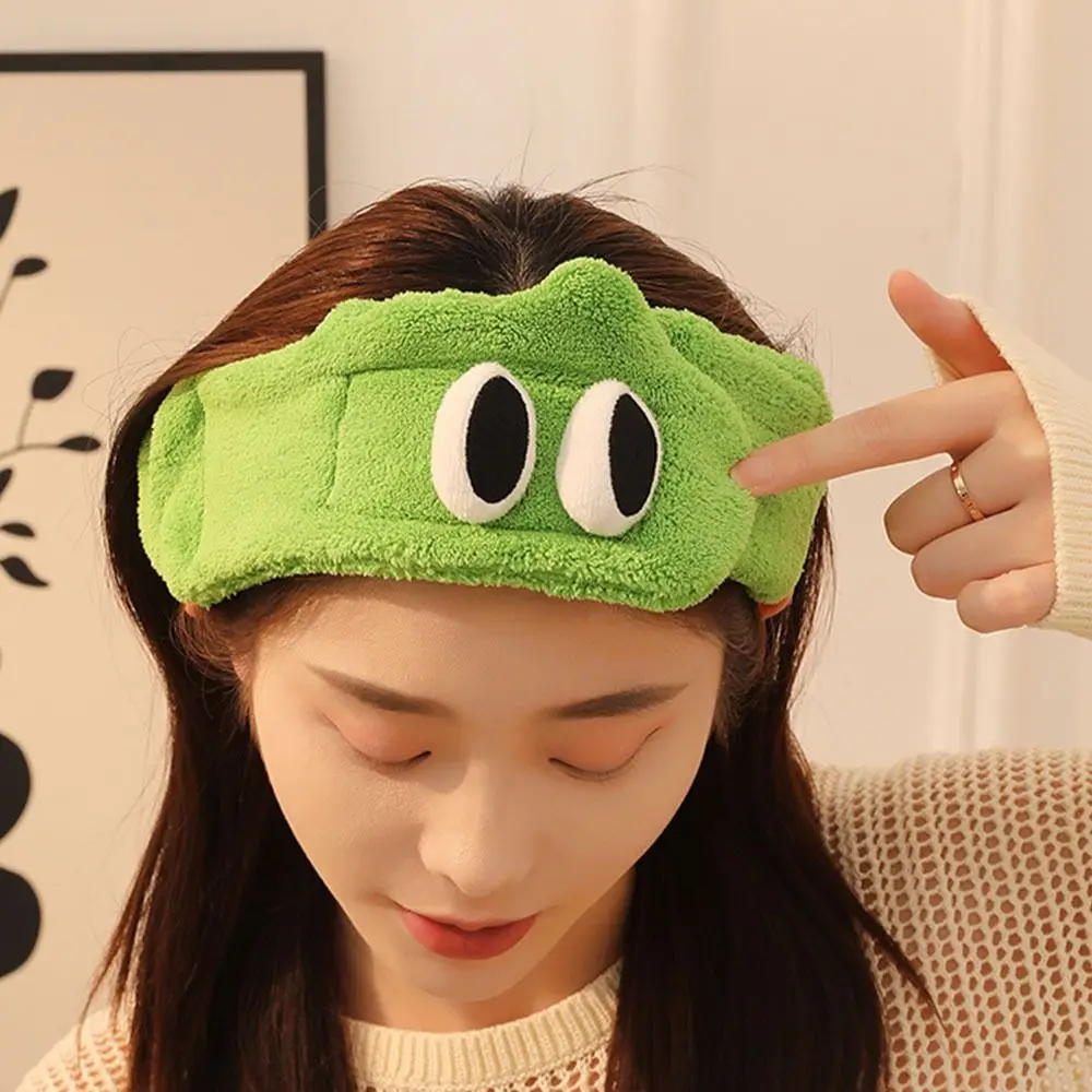 Ear Wide Big Eyes Headband Face Washing Hair Tie Cute Plush Headband Soft Elastic Korean Style Cartoon Hair Hoop Photograph