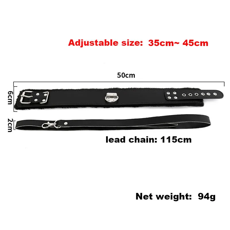 Sexy Hot PU Leather Plush Collar Choker Necklace Traction Lead Leash Rope Chain Men Women Cosplay Chocker Jewelry BDSM Toys