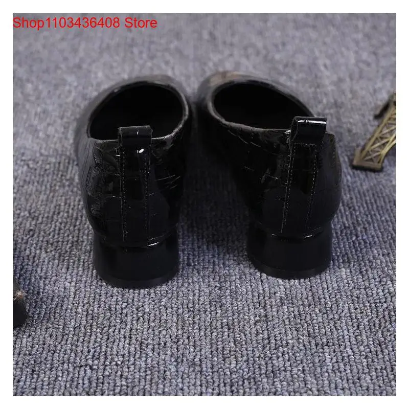 European and American Style Women's Soft Leather Square Toe Shallow Scoop Shoes with Thick Heels and Versatile Work Shoes