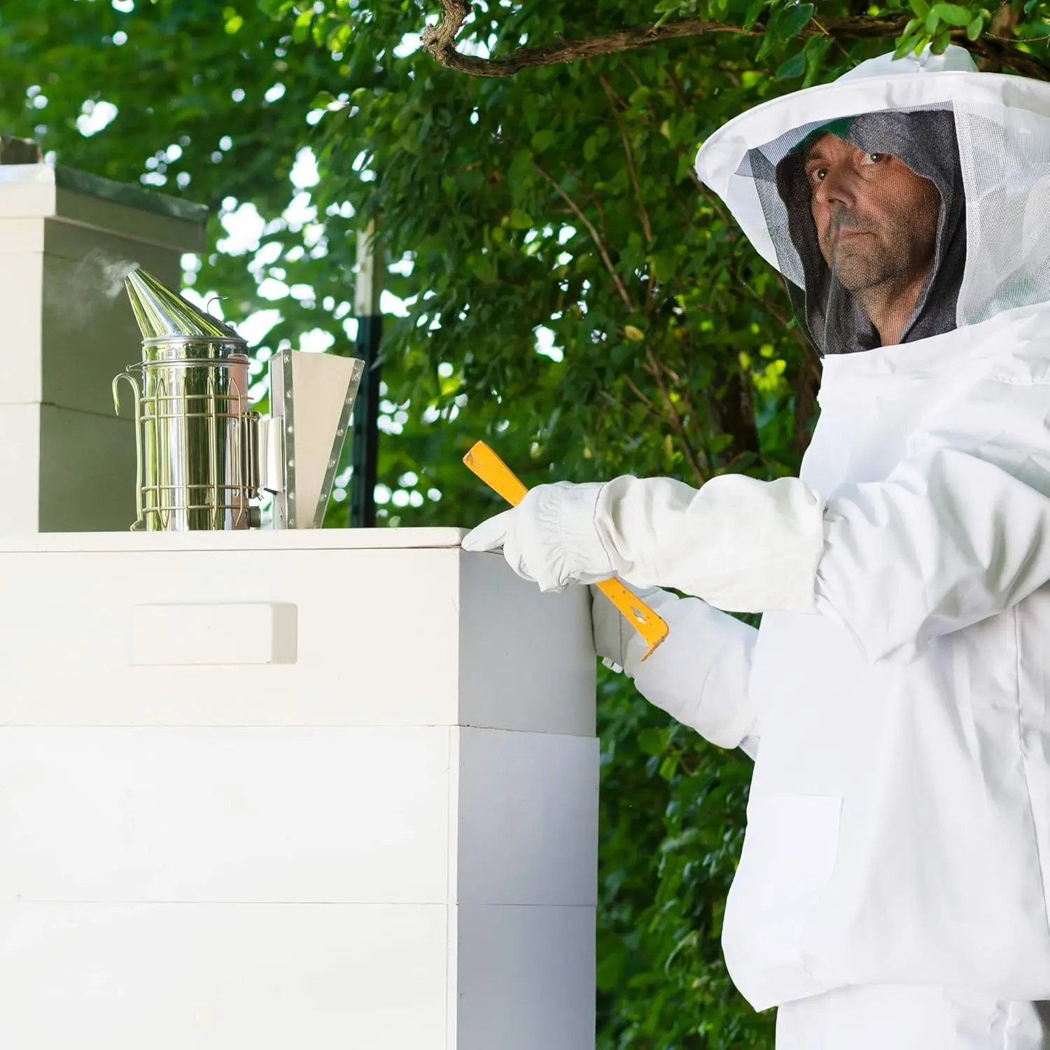 Protective Beekeeping Jacket Veil Smock Equipment Beekeeping Hat Sleeve Beekeeper Suit Apiculture Bee Dress