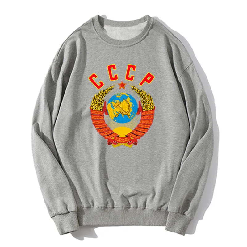 Cccp Rusia Soviet Crest Logo Putin merah Tentara Komunis Kgb Hoodie pria kapas Sweater Unisex Streetwear Harajuku