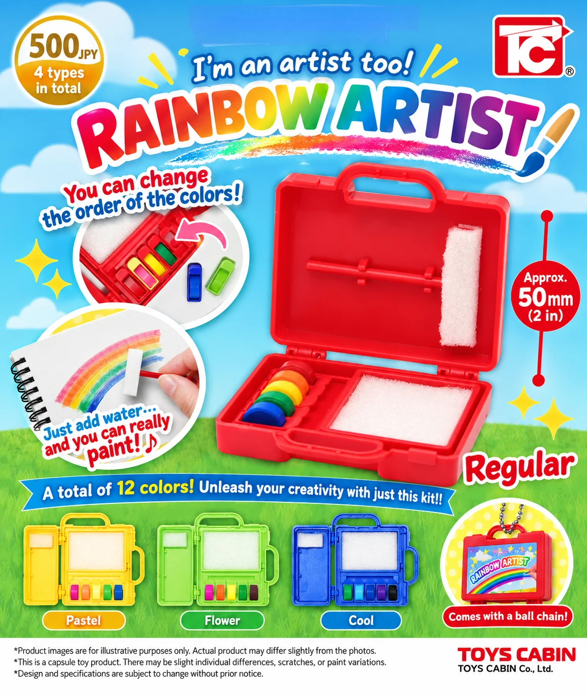 Speelgoed Cabin Kawaii Regenboog Kunstenaar Miniatuur Echte Verfset 12 Kleuren Schilderpalet Sleutelhanger Gashapon Figuren Mini Model Hangertje