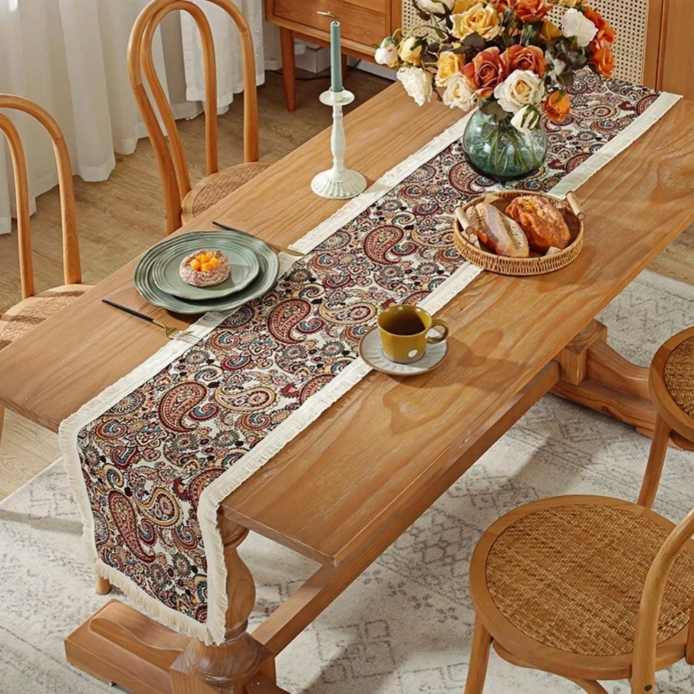 Скатерть в стиле ретро с бахромой и полосками по краям, скатерть для журнального столика, полотенца для телевизора, чехлы для шкафа в помещении и на улице