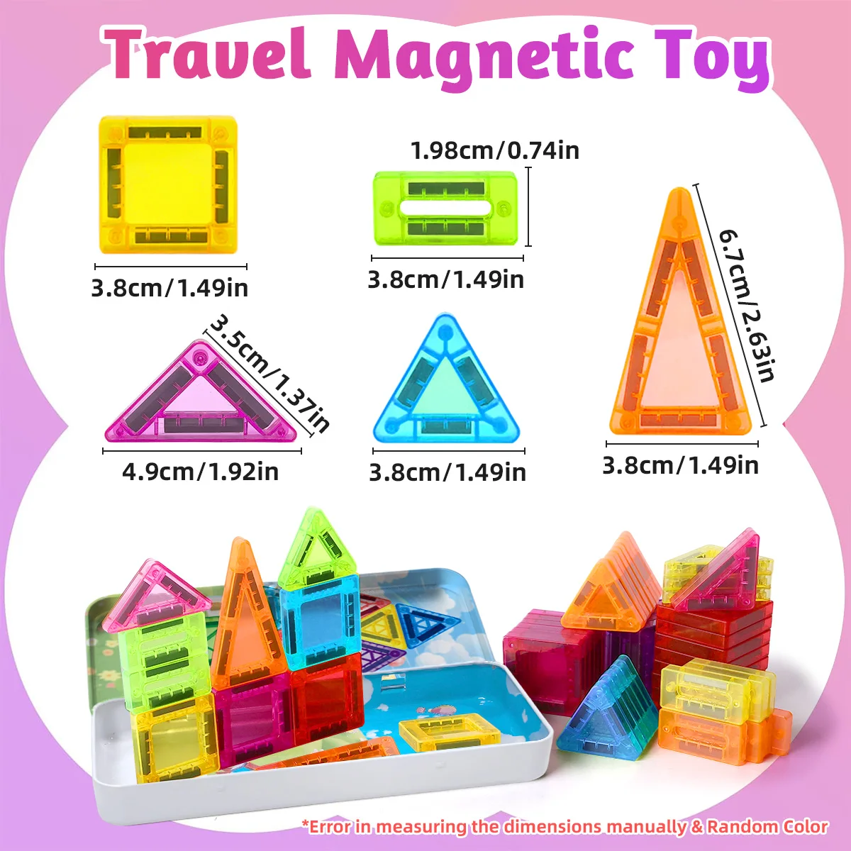 Blocs de Construction magnétiques, ensemble de Construction, jouet éducatif sensoriel Montessori pour garçons et filles, cadeau pour enfants, 26/38 pièces avec boîte en fer