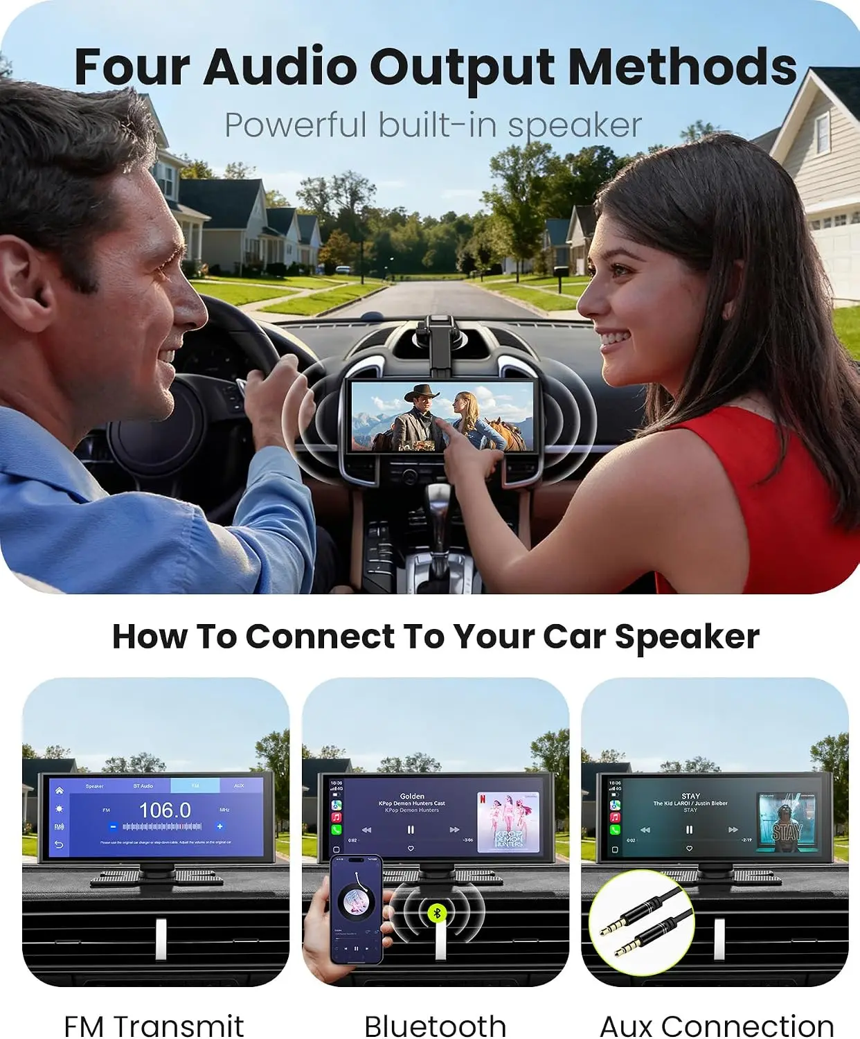 9.26" Wireless CarPlay Screen with Backup Camera, Portable Car Tablet for Apple CarPlay & Android Auto, GPS Navigation, Bluetooth 5.2, Plug & Play view 6
