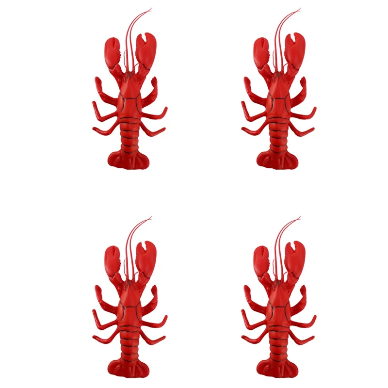 4Pcs 12 X 5 Inch Big Fake Lobster Model For Dispaly Artificial Marine Animals Decoration