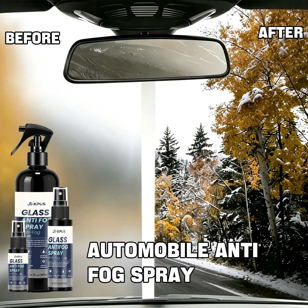JB‑XPCS Glass Anti Fog Spray Instant Defog Long‑Term Shield Improve Visibility Auto Glass Care YT0305