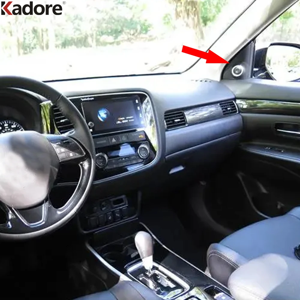 Car Front Inner Door Audio Speaker A Pillar Triangle Cover Trim For Mitsubishi Outlander 2013-2020 Matte Interior Accessories