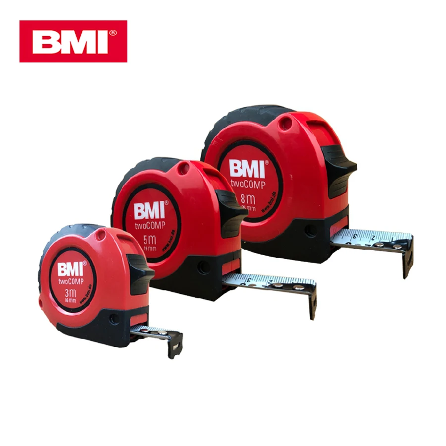 BMI 2m/3m/5m/8м Compact Wide Blade Magnetic Tape Measures with mm Graduation for Designer, Decorator NO.472 241|472 541