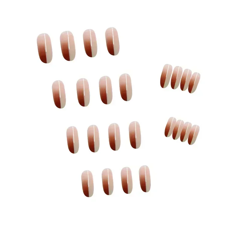 24 Stks/doos Nep Nagels Pers Op Nagel Franse Tips Set Nagel Met 24 Stuks Lijm Sticker Nail Art