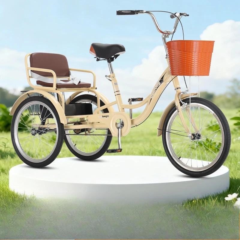 Adult pedal elderly pedal tricycle small and light transportation parent-child bicycle double car