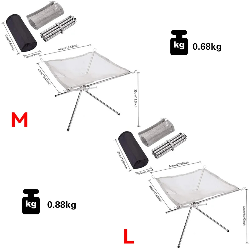 Portable Outdoor Fire Pit Grill Collapsing Steel 화로대 Mesh Fire Stand Stainless Steel Foldable Mesh Fire Pit Wood Heater Heat