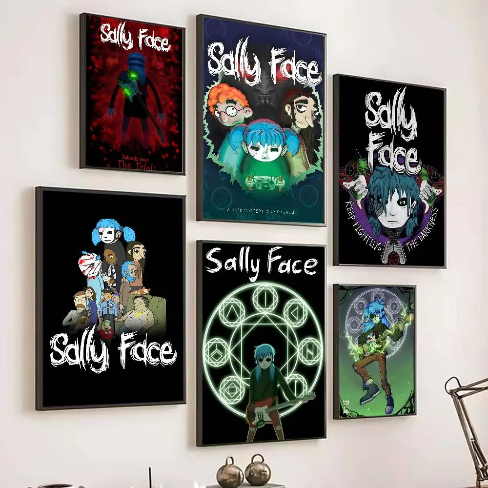 الرعب سر لعبة S-سالي F-الوجه ملصق فني ذاتية اللصق الفن ورق مقاوم للماء ملصق مقهى بار غرفة جدار ديكور #4