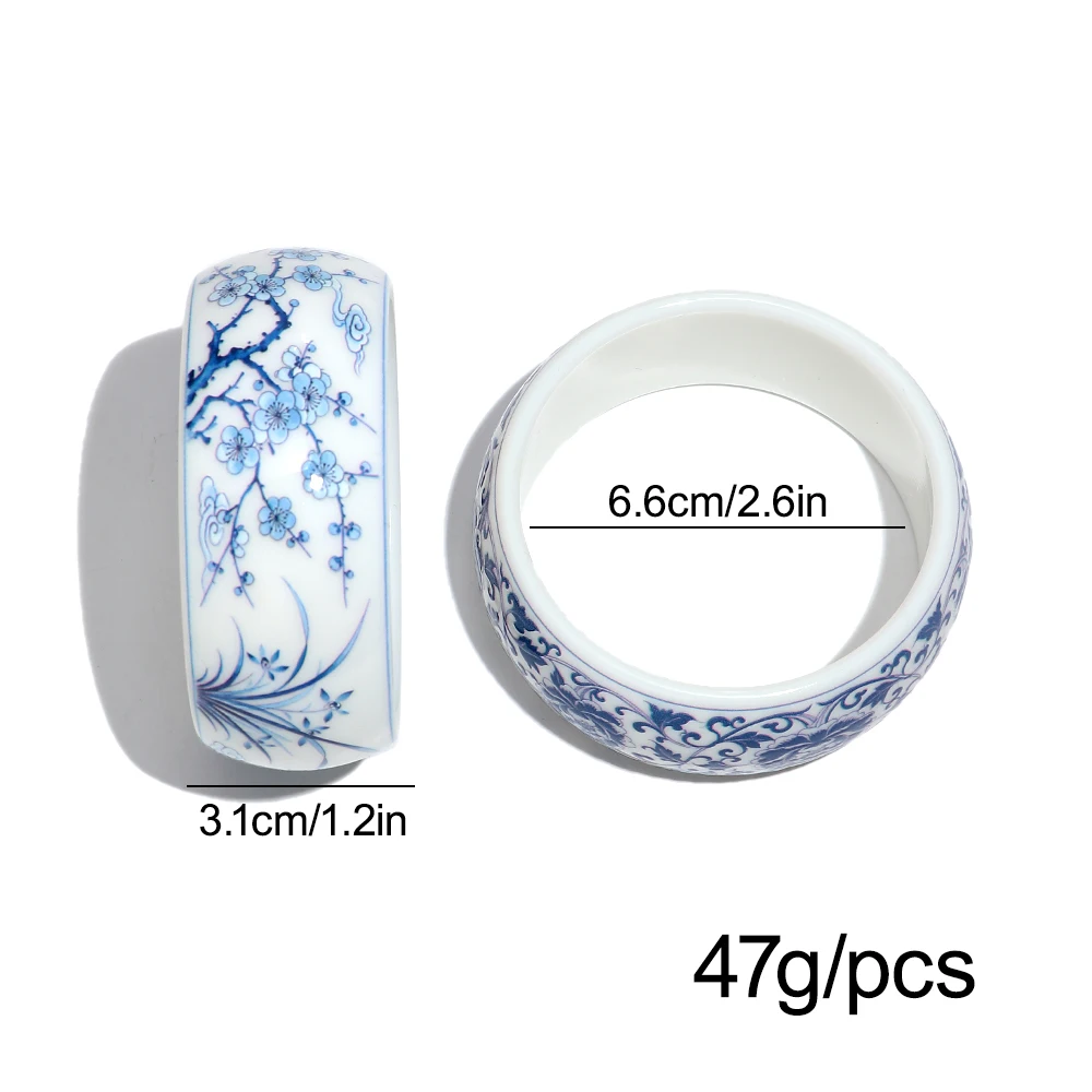 Retro-Armreif mit buntem Blumenmuster aus Acryl für Damen, Boho-Harz-Armband im Ethno-Stil, chinesisches Schmuckgeschenk – Detail 7