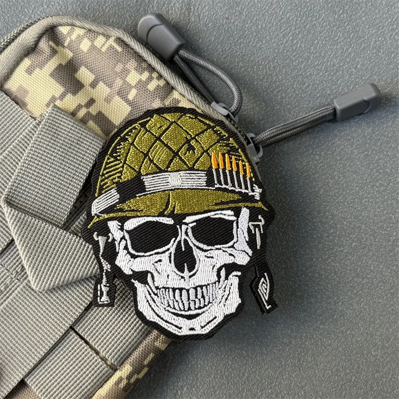 Parche táctico calavera soldado con gancho y bucle, insignia moral - imagen 5