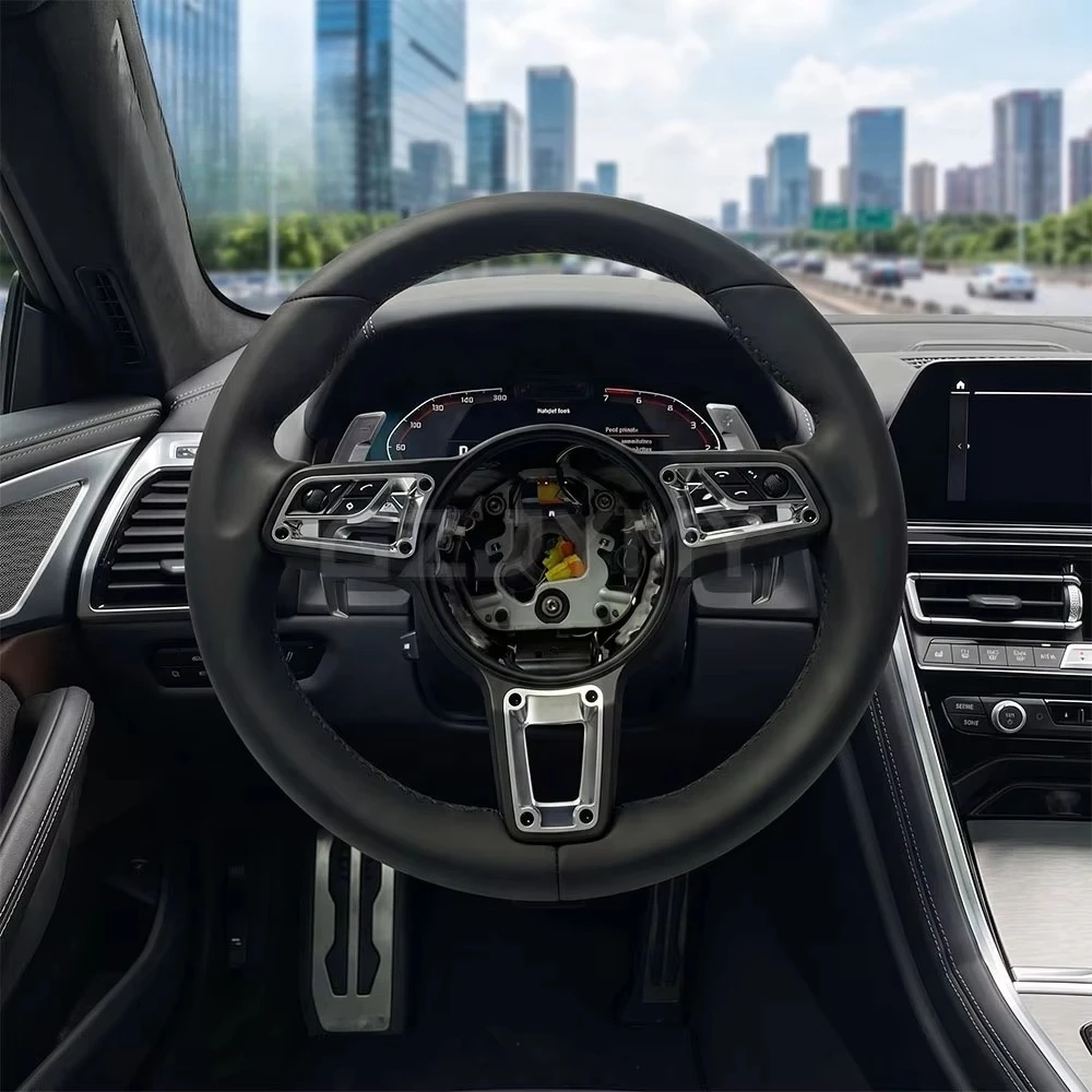Black Leather Sport Steering Wheel for  911 718 918 957 958 970 971 981 991 992 997 Leather Steering Wheel Custom Design
