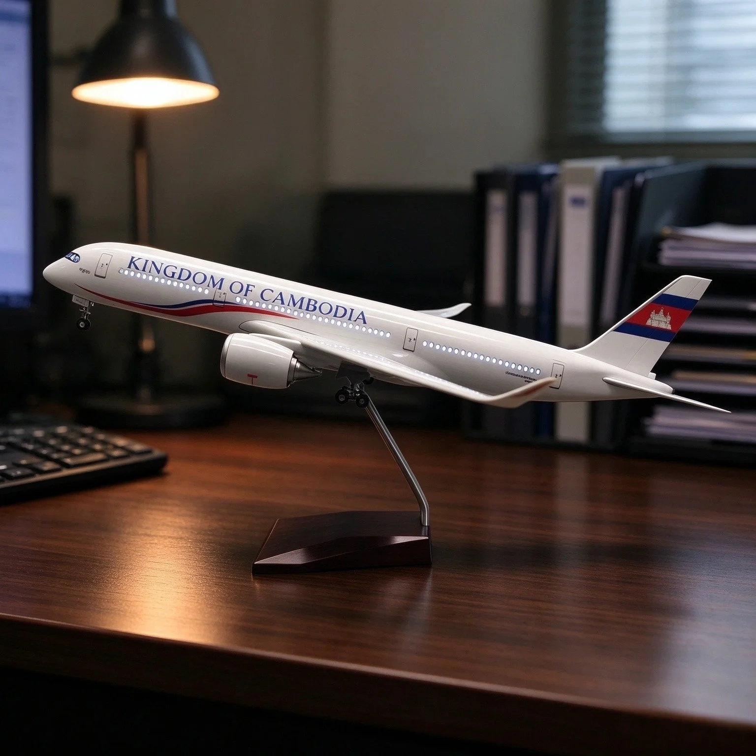 47cm Cambodia A350 Airways Airplanes Model Air-bus 350 Resin Diecast Scale With Landing Gear Wheels Gift Collectible Miniatures