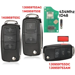 jingyuqin 2/3/4 Buttons 315/434MHz Folding Car Remote Key id48 For VW For SEAT Altea Ibiza Leon Toledo T5 1J0959753AG 1K0959753G
