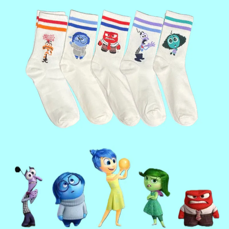 1/5 Pairs Disney's Inside Out Cartoon Character Cute Knee-High Socks Unisex