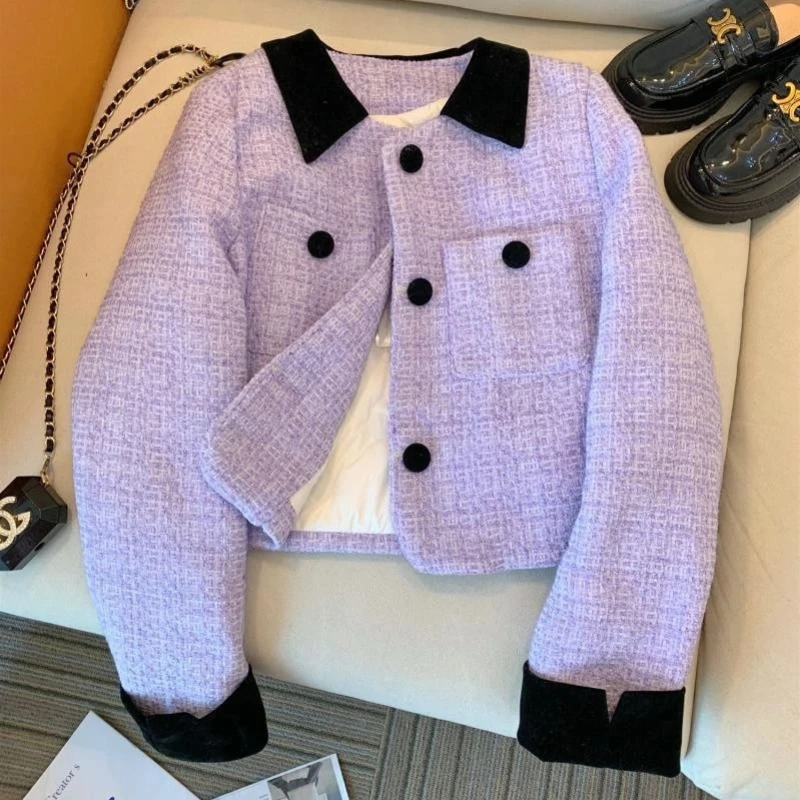 

High Quality Sweet Fashion Small Fragrance Tweed Jacket Coat Women Autumn Winter Woolen Casual Fried Street Short Outerwears