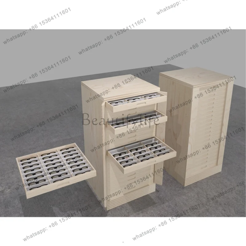 Wooden eyeglass display showcase Natural style optical shop display showcase Optical lens storage cabinet