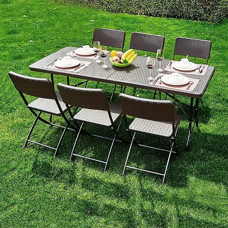 for Rectangle Outdoor Folding Table Lightweight Rattan for Catering Picnic BBQ Hotel Park