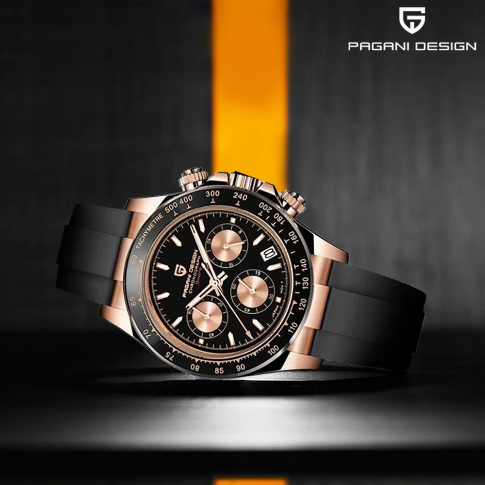 2025 Pagani Design neueste Herren-Business-Quarzuhr, hochwertiger Saphirspiegel VK63, Herren-Chronograph, Sport, wasserdicht, 100 m