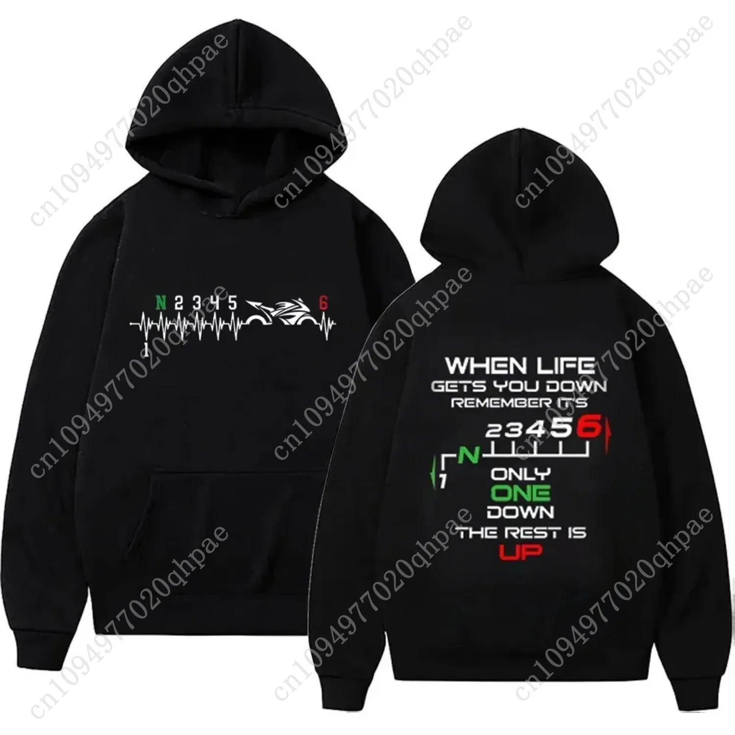 1N23456 معدات الدرجات النارية السائق نبضات القلب طباعة الرجال هوديس الذكور البلوز الملابس المتضخم بلوزات الجرافيك النساء رياضية