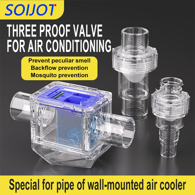 Transparent One-way Slow Closing Drain Check Valve Anti-odor Air Conditioner Condensate Water Backflow Preventer Three-proof Dra