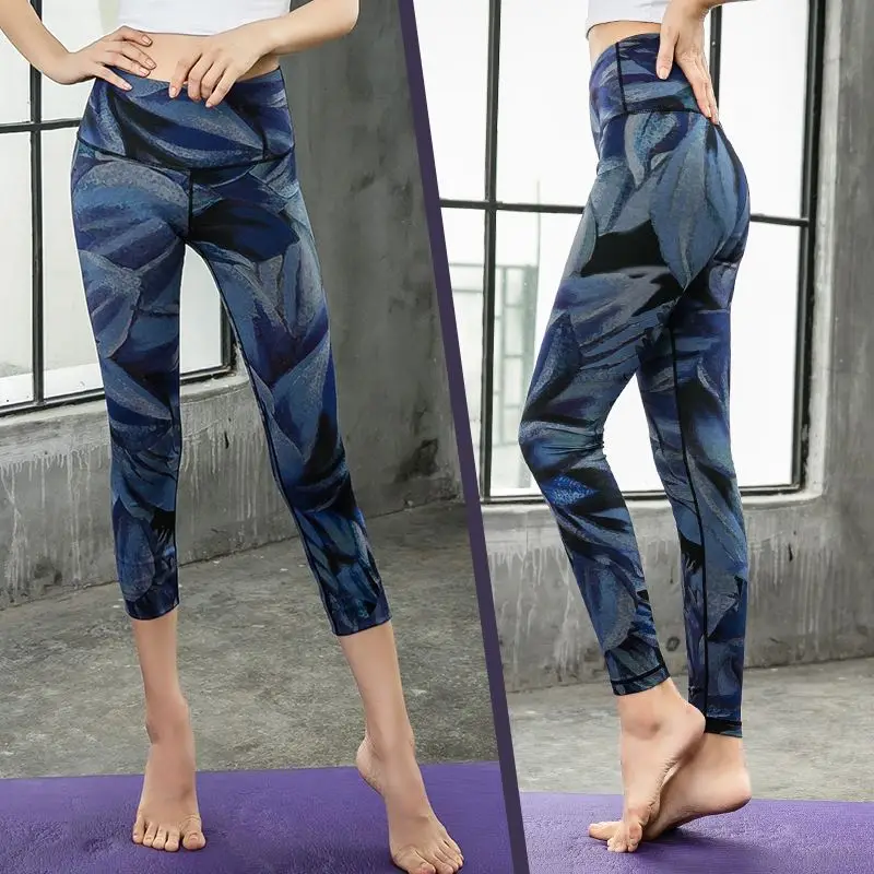 

High Waist Digital Embroidery Yoga Pants Women's Outdoor Fitn Running Pants Sl Yoga Tight Pants New Digital Embroidery