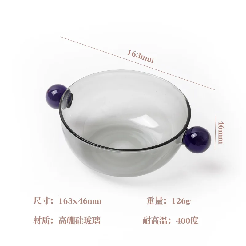 INS Colorful Glass Dessert Bowl Large Capacity Ice Cream Fruits Pudding Bowl Decorative Soup Salad Cake Bowl Party Bar Tableware