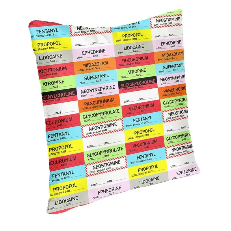 Medical Nurse Anesthesia Medication Labels Pillow Case Sofa Luxury Cushion Cover Soft Pillowcase